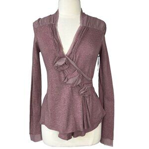 BKE Boutique Buckle Blouse Womens Medium Purple Wool Blend New